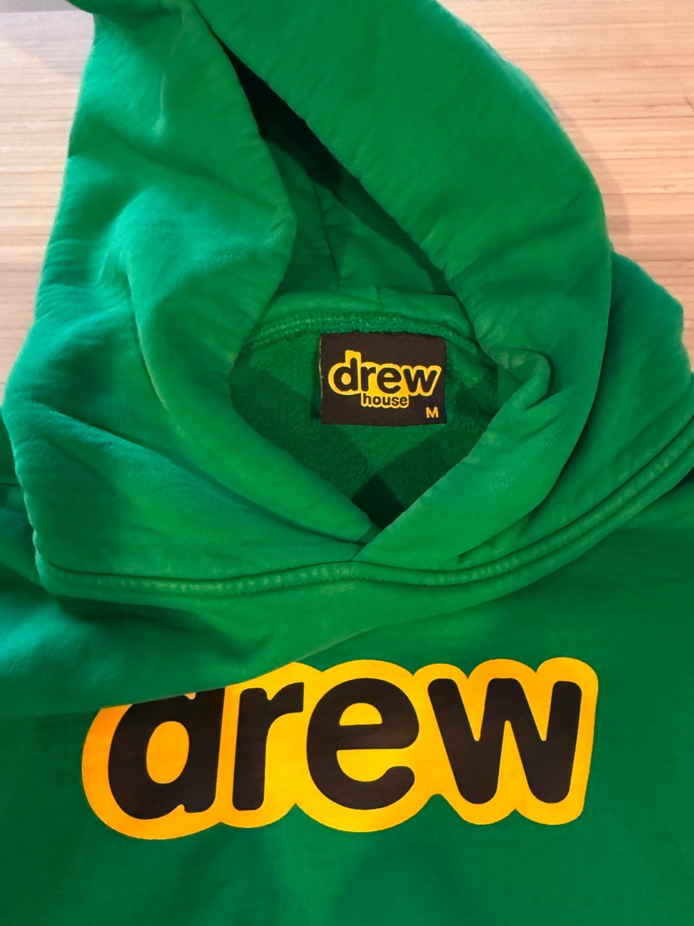 drew house Green Hoodie with Yellow Logo